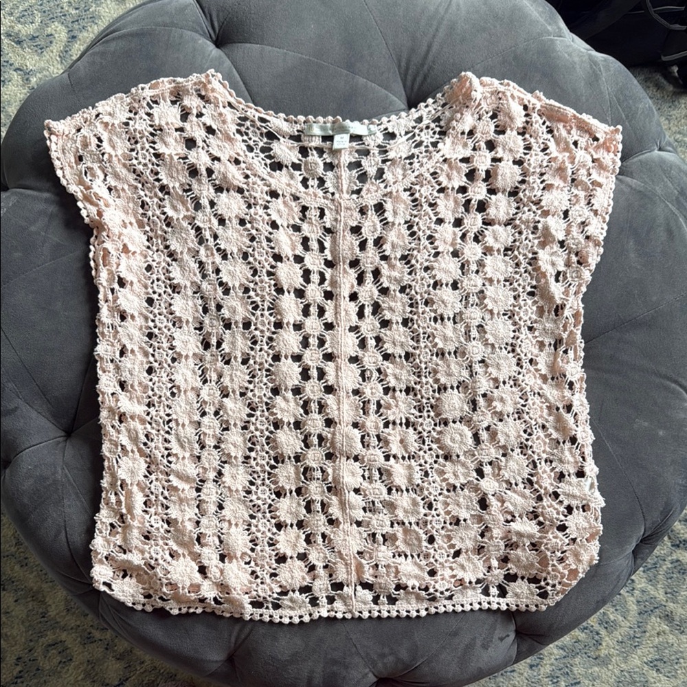 LC Lauren Conrad Blush Crochet Lace Blouse. Size M. Worn a handful of times.